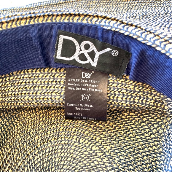 D&Y Navy/Brown Combo 100% Paper Floppy Sun Hat - Picture 8 of 13